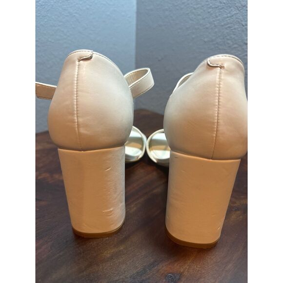 Calvin Klein Block Heel Sandal 8.5 Ankle Strap Elegant Formal Wedding Tan Quelyn - Picture 4 of 8